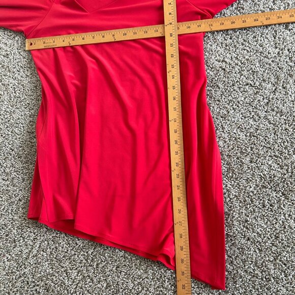 Sympli Womens Size 10 Red Cold Shoulder Asymmetrical Hem 3/4 Sleeve Tunic Top - Picture 5 of 10